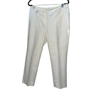 Adrianna Papell Womens White Trousers Size 8 Cotton Blend